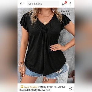 Emery Rose rouched vneck tshirt